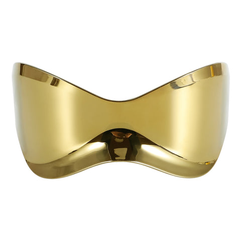 Image of Oversized Punk Sunglasses Sport Silver Futuristic Rimless Eyeglasses-FrenzyAfricanFashion.com