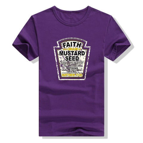 Image of Faith As A Grain of Mustard Seed Women&#39;s and Men&#39;s Christian Parody T-Shirt Tops Funny Aesthetic Clothes Short Sleeve Blouses-FrenzyAfricanFashion.com
