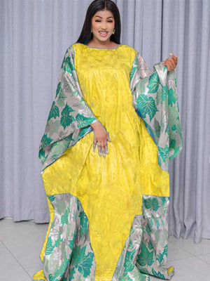 Organza Brocade Bazin Riche Long Dresses Free Size Top Quality Bazin Riche Dashiki Robe For African Women Party Wedding Clothing