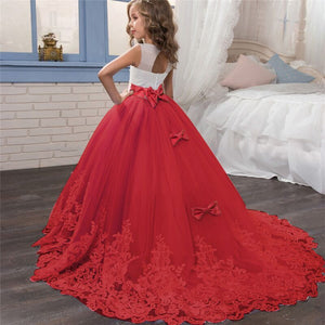 Lace Dress Flower Design Princess Dress Sleeveless Party Ball Gown