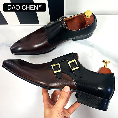 Image of DAOCHEN MEN'S LOAFERS DOUBLE MONK STRAP SHOES GENUINE LEATHER LUXURY MAN DRESS SHOES MIX COLORS OFFICE WEDDING MEN CASUAL SHOES-FrenzyAfricanFashion.com
