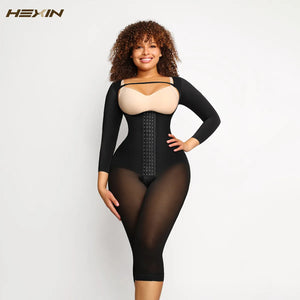 Women Long Sleeve Corset Waist Trainer Body Shaper Tummy Control Shapewear Bodysuit Slimming Girdle-FrenzyAfricanFashion.com