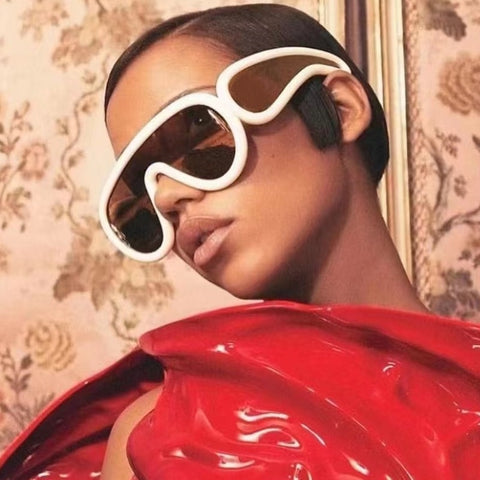 Image of NEW Punk Sunglasses Women Men Hip Hop One Piece Luxury UV400 Unisex Shades Mirror Eyewear-FrenzyAfricanFashion.com