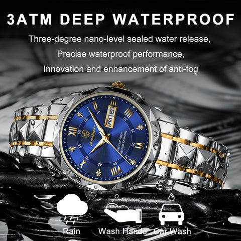 Image of BeniSap Top Brand Luxury Man Wristwatch Waterproof Luminous Date Week Men Watches Stainless Steel-FrenzyAfricanFashion.com