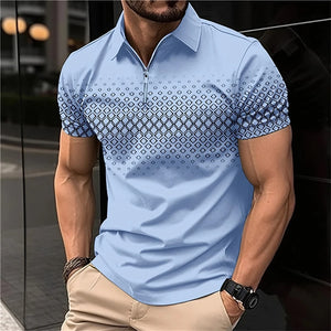 Summer Men Short Sleeve Polo Shirt Fashion 3D T-Shir Lapel Golf Shirt Casual