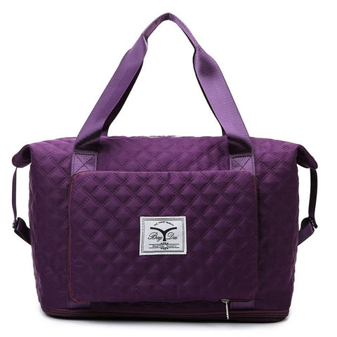 Image of Foldable Travel Bag Wet Dry Separation Waterproof Handbag Lingge Large Capacity Solid Tote Bag Women Gym Yoga Shoulder Bags-FrenzyAfricanFashion.com