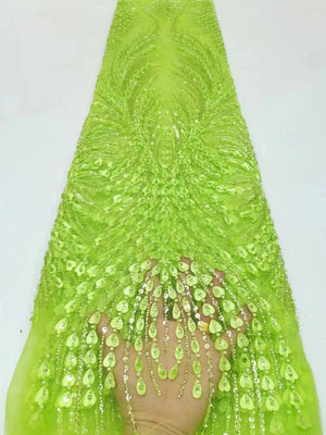 High Quality African Nigerian Tulle Lace Fabric With Sequins Embroidery 5 Yards