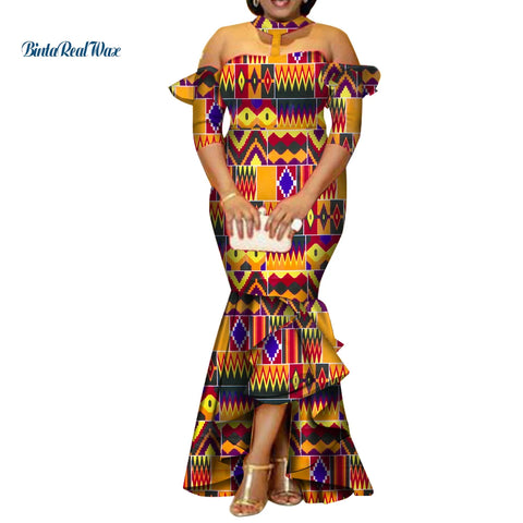 Image of African Dresses for Women Half Sleeve Long Dresses-FrenzyAfricanFashion.com