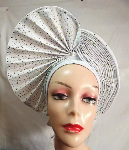 Image of sego gele headtie turbans for women hats for women auto gele headtie already made 2022 aso oke fashion bonnets head wraps-FrenzyAfricanFashion.com