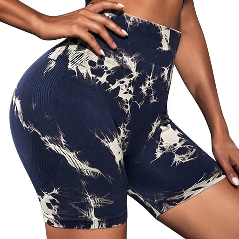 Image of Tie dye Seamless Fitness Shorts Women-FrenzyAfricanFashion.com