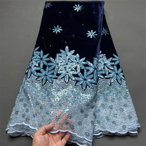 Lace Fabric  Velvet Sequins Embroidered Cord Guipure Wedding Party Dress 5Yards