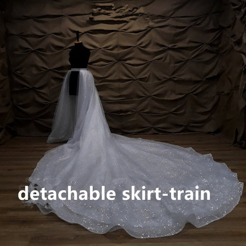 Image of Back bridal detachable skirt train wedding skirt-FrenzyAfricanFashion.com