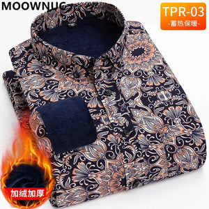 Autumn and Winter Men's Classic Long-Sleeved Shirt Men's Plus Fleece Shirt-FrenzyAfricanFashion.com