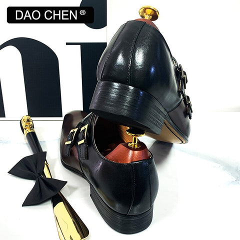 Image of DAOCHEN MEN'S LOAFERS DOUBLE MONK STRAP SHOES GENUINE LEATHER LUXURY MAN DRESS SHOES MIX COLORS OFFICE WEDDING MEN CASUAL SHOES-FrenzyAfricanFashion.com