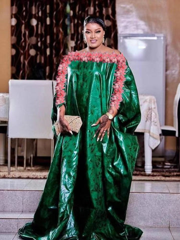 Image of Bazin Riche Long Dresses African Turkey Dashiki Ceremony Party Clothing-FrenzyAfricanFashion.com