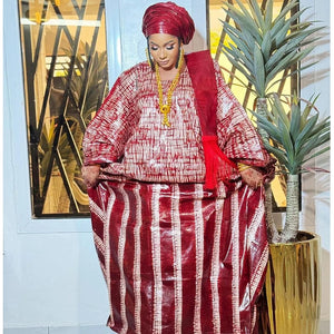 African Dresses Women Traditional Clothing Riche Dashiki Robe With Scarf-FrenzyAfricanFashion.com