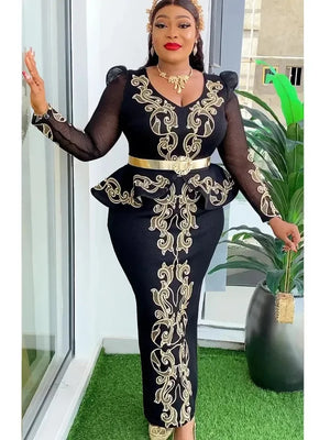 Elegant African Dresses for Women 2024 New Africa Clothing Plus Size Turkey Wedding Party Long Dress Dashiki Ankara Outfits Robe-FrenzyAfricanFashion.com