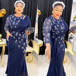 Plus Size African Party Long Dresses for Women Dashiki Ankara Africa Clothes Elegant Turkey Luxury Robe Mermaid Evening Gown