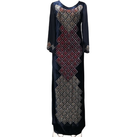 Image of Autumn Dresses Women Abaya Diamonds Maxi Dress Ankara-FrenzyAfricanFashion.com