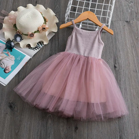 Image of Summer Cute Girls Sequined Princess Dress Kids Sleeveless-FrenzyAfricanFashion.com