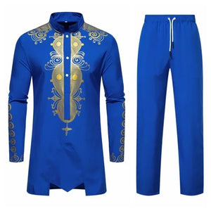 Men's Long Sleeve Shirt Sets Medium Long Clothes-FrenzyAfricanFashion.com
