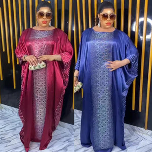 African Dresses Satin Women Kaftan Maxi Abaya