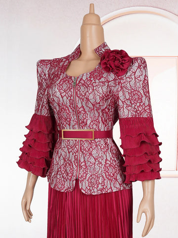 Image of African Clothes for Women 2 PCS Sets Tops And Skirts Suits Dashiki Ankara Turkey Outfits Gown Plus Size Wedding Party Dresses-FrenzyAfricanFashion.com