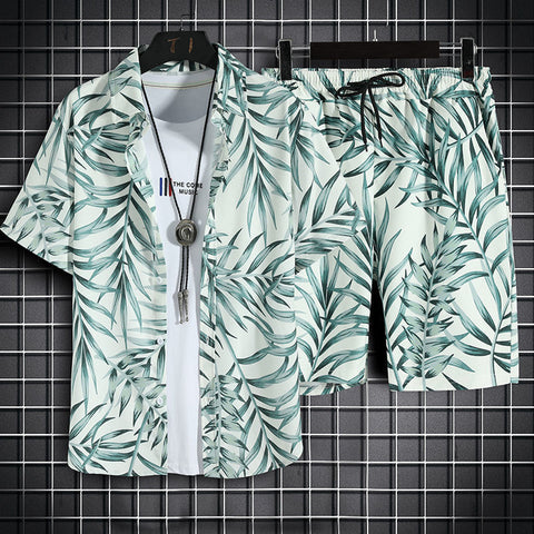 Image of Beach Clothes For Men 2 Piece Set Quick Dry Hawaiian Shirt and Shorts Set Men Fashion Clothing Printing Casual Outfits Summer-FrenzyAfricanFashion.com
