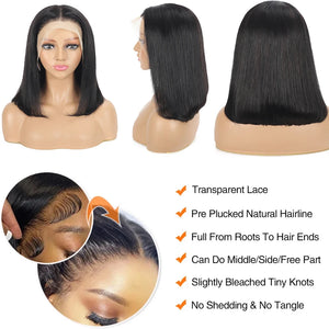 Straight Bob Wig Lace Closure Human Hair
