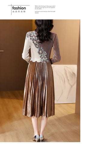 Image of Women's Pleated Long Sleeve Dress-FrenzyAfricanFashion.com