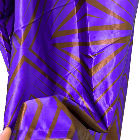 Image of Purple African Dresses For Women Traditional Wedding Party Clothing Original Riche Dashiki Robe Printed Evening Gowns With Scarf-FrenzyAfricanFashion.com