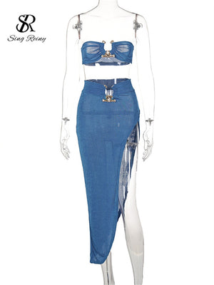 Irregular Women Summer Sets Party Sexy Two Piece Sets