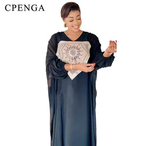 Chiffon Dresses Women Party Black Muslim Abaya Clothing