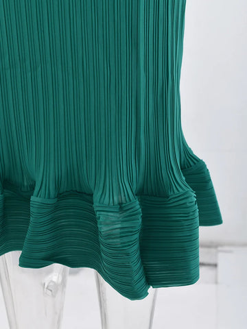 Image of LANMREM Summer Pleated 2 Pieces Set For Women Round Neck Sleeveless Thin Tops High Elastic Waist Skirts Casual 2023 New 32D281-FrenzyAfricanFashion.com