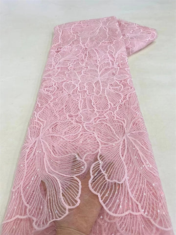 Image of 5 Yards African Sequins Lace Fabric-FrenzyAfricanFashion.com