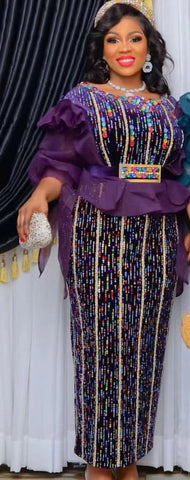 Image of Dashiki Dresses Women Elegant Luxury Velvet Evening Gowns Plus Size Turkey Long Maxi Party Dress-FrenzyAfricanFashion.com