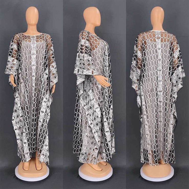 Women Half Sleeve Polyester Long Evening Dresses-FrenzyAfricanFashion.com