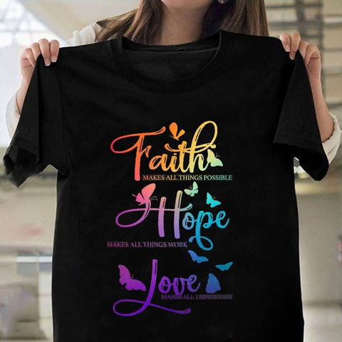 Image of Colorful Faith Love Hope Print Women T Shirt Short Sleeve O Neck Loose Women Tshirt Ladies Tee Shirt Tops Camisetas Mujer-FrenzyAfricanFashion.com