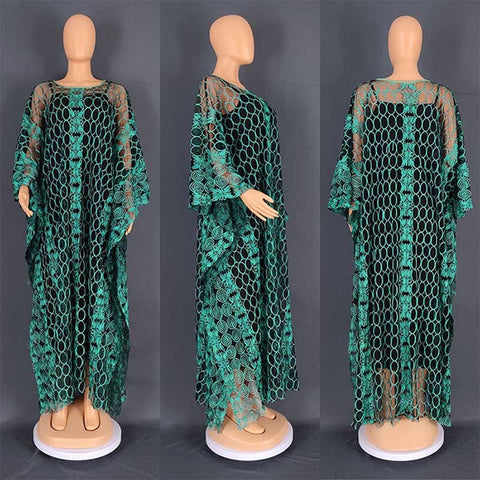 Image of Women Half Sleeve Polyester Long Evening Dresses-FrenzyAfricanFashion.com