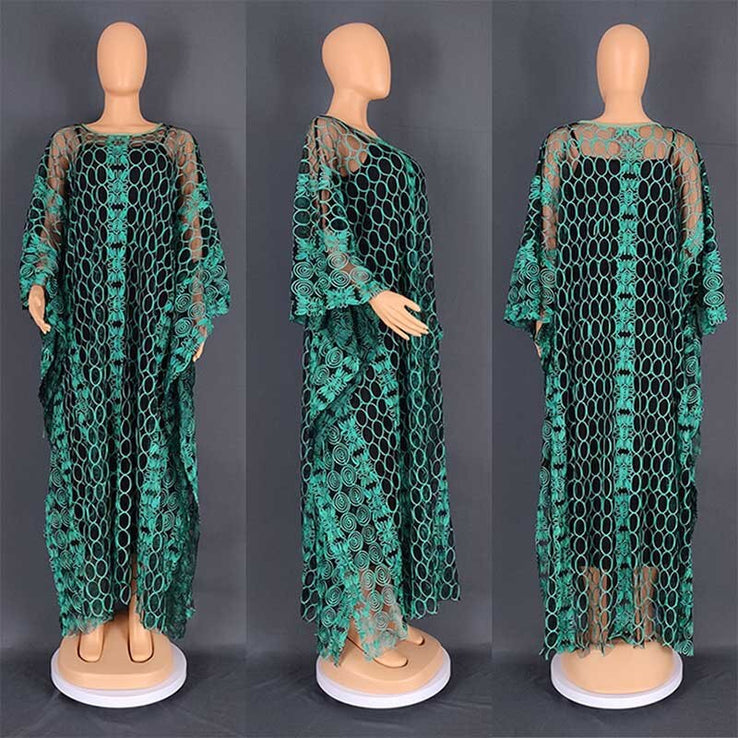Women Half Sleeve Polyester Long Evening Dresses-FrenzyAfricanFashion.com