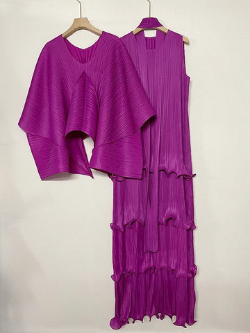 Image of Pleats Solid Color Suit New Women's Long Vest-FrenzyAfricanFashion.com