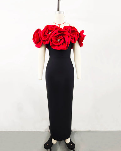 Image of MT elegant cocktail dress for women Sexy Off the Shoulder Big Florals Bandage Bodycon Long DressParty Birthday Homecoming-FrenzyAfricanFashion.com