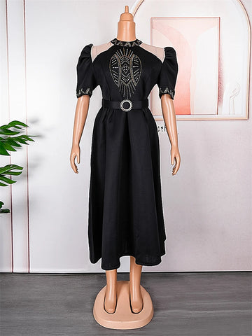 Image of Women Party Prom Evening Dresses Short Sleeve A-line Maxi Wedding Clothing-FrenzyAfricanFashion.com