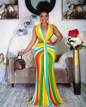 Women Summer Vintage Boho Striped Long Maxi Evening Party-FrenzyAfricanFashion.com