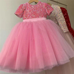 Princess Dress Sequin Lace Tulle Fluffy Kids Evening Formal Pageant