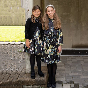 Autumn Girls Blue Floral Dress-FrenzyAfricanFashion.com