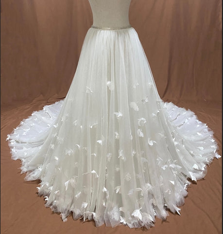Image of bridal detachable skirt, removable overcoat, wedding skirt, bridal tulle skirt, butterflies skirt, bridal overcoat custom size-FrenzyAfricanFashion.com