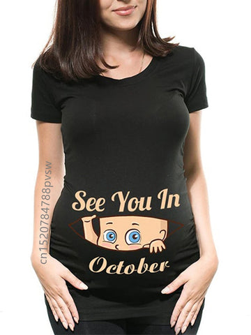 Image of Funny See You In January-December Women Pregnant T Shirt Female Maternity Pregnancy Announcement New Mom Cloth-FrenzyAfricanFashion.com