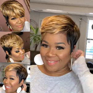 Frenzy Straight Pixie Cut Hair Bob Wig Honey Gold-FrenzyAfricanFashion.com