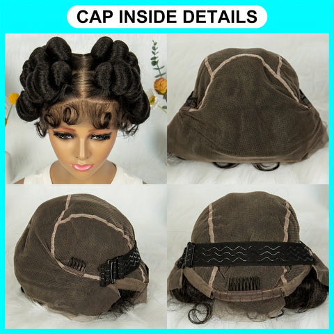 Image of Elegant Full Lace Braid Wig for Women - 200% Density, Double-Layered, Short Style with Large Partition - Perfect for Daily Wear-FrenzyAfricanFashion.com